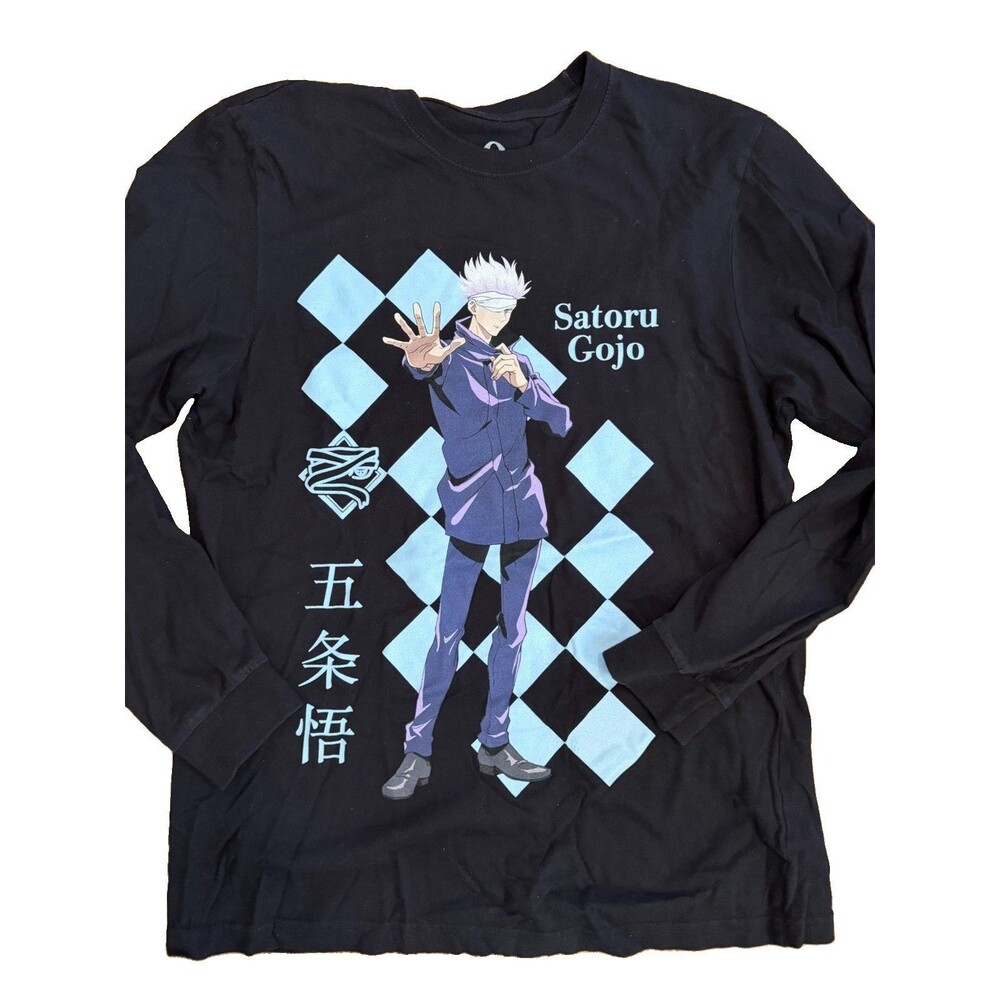 Jujutsu Kaisen Satoru Gojo Shirt Adult Men M Long Sleeve Anime Black